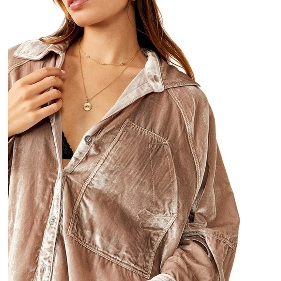 Free People
Night Skies Velvet Button Front Collar Long Sleeve Top - Picture 2 of 7